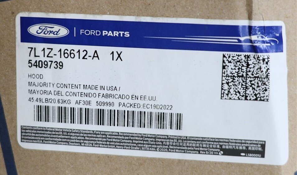 2007-2017 Ford Expedition Hood Steel 7L1Z16612A OEM for sale