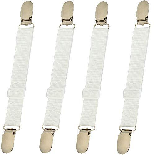 Bed Sheet Clips Straps Sheet Holder Mattress Clips, 4 Pcs Adjustable Elastic - Bild 2 von 7