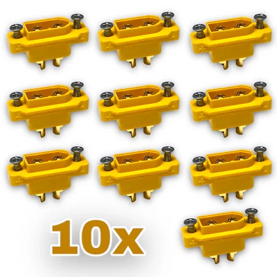 10x Amass XT60E-M Einbaustecker Stecker Lipo Akku Goldstecker + Schrauben XT60E