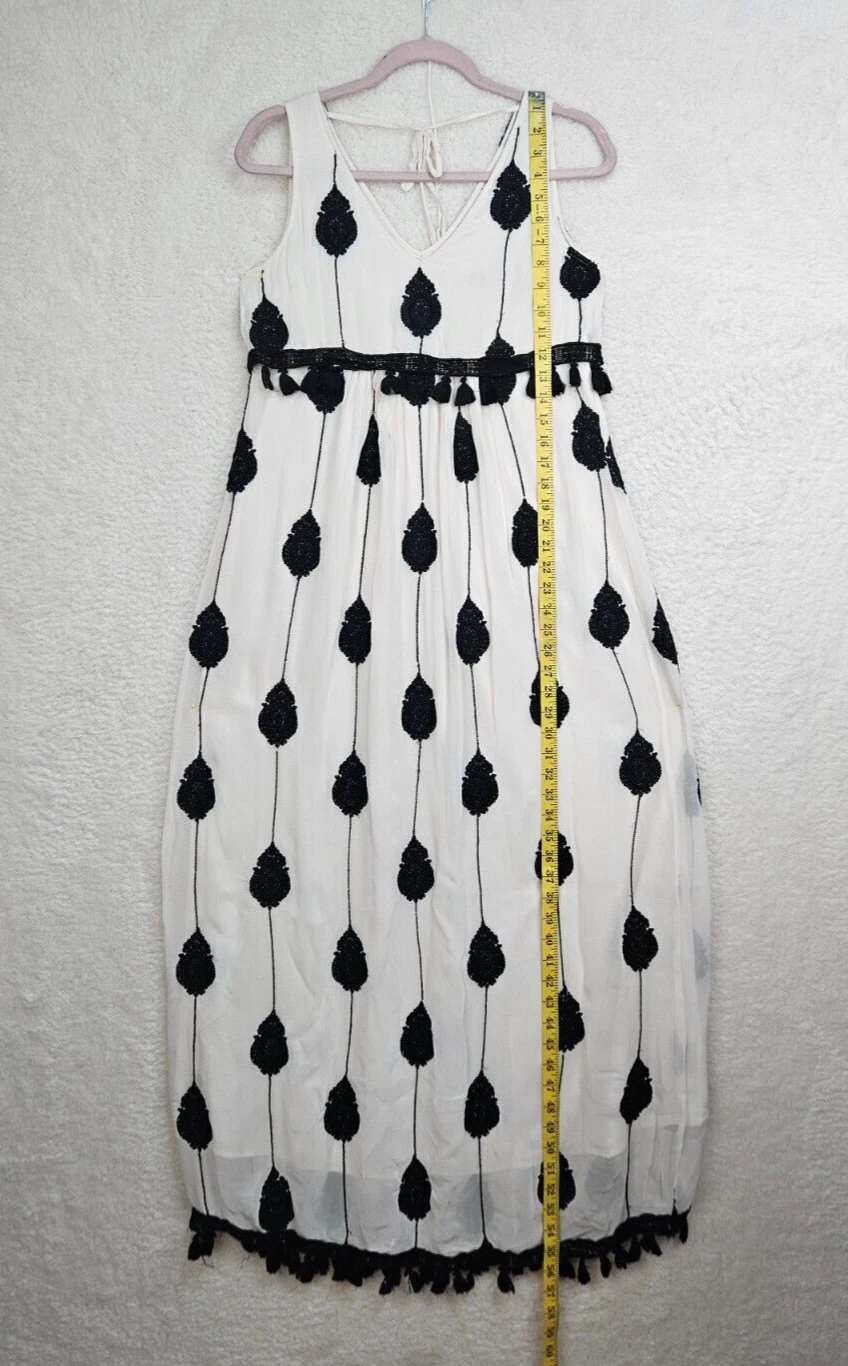 Abito donna Moulinette Soeurs Vetements 2 panna rayon senza maniche perline maxi fit