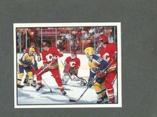  1988-89 Panini NHL Hockey Sticker Calgary Flames LA Kings #168 IN ACTION