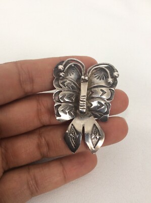 Old Pawn Native American Navajo Fred Harvey Era Stamp Butterfly Pin