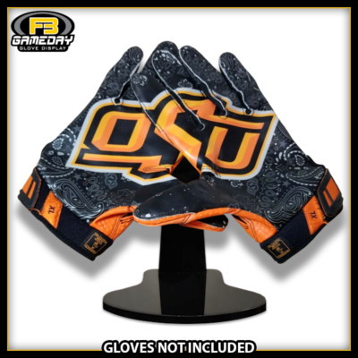 Football Receiver Gloves Display w/ Stand for Oklahoma State