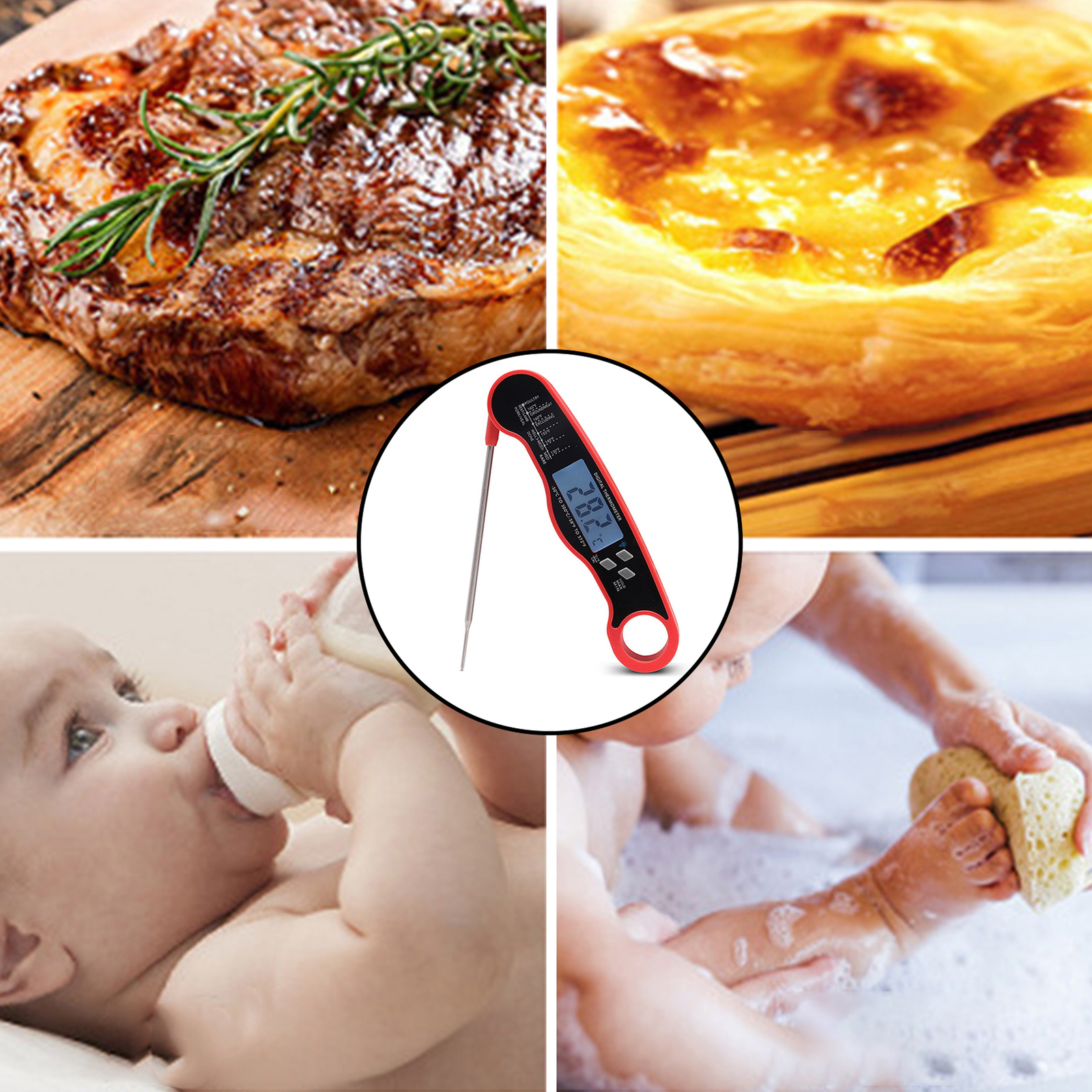 Meat Thermometer High Accuracy Anti-scalding Digital Display Kitchen Thermometer-image