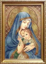Beaded Embroidery Kit Mother of God DIY Beaded Stitching Stamped Bead mds