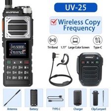 BAOFENG UV-25 WALKIE TALKIE LONG RANGE TRI-POWER TWO WAY HAM RADIO BLUETOOTH MIC