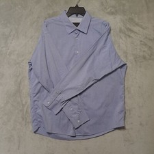 Jos A Bank Reverse Mens Dress Shirt Top XL Purple Geometric Ruched Sides Button