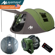 4-6 Person Outdoor Instant Camping Tent & Portable LED Light Lantern with Fan