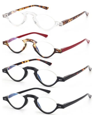 MARKENLOS Halbmond Lesebrille Halbrandlos Mehrere Farben Federscharniere Brille 1,0~3.5