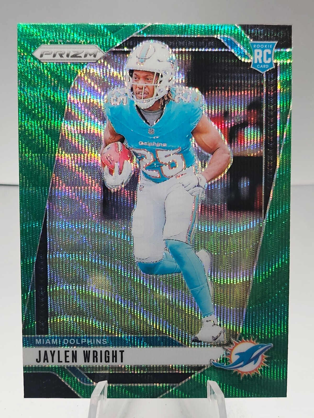 2024 Panini Prizm Jaylen Wright Rookie Card Green Wave Prizm Miami Dolphins #348