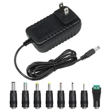 12V 1A AC Power Supply Adapter Cord with 8 Interchangeable DC Plugs for Secur...