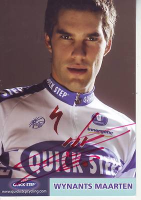 CYCLING cycling card MAARTEN WYNANTS team QUICK STEP 2010 signed