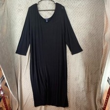 Gap Womans XXL Dress Black Long Midi Boxy Half Sleeve Scoop Neck Lagenlook