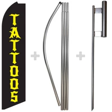 Tattoos 15' Tall Swooper Flag & Pole Kit Feather Super Banner
