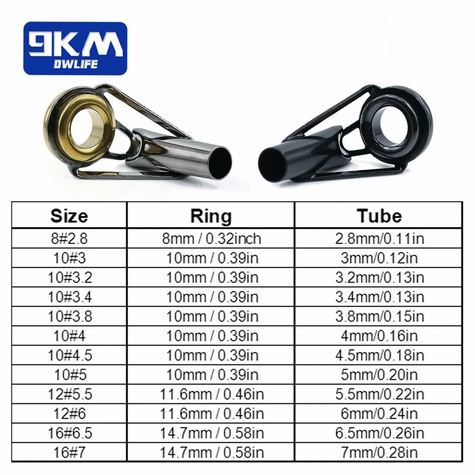 9KM Fishing Rod Tip Repair 5~50pcs Thickned Tip Top Guides Stainless Steel Frame - Image 2 of 4