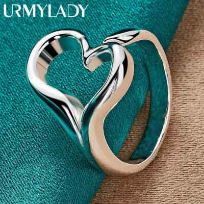 URMYLADY 925 Sterling Silver Heart Charm Ring For Women Wedding Fashion Jewelry