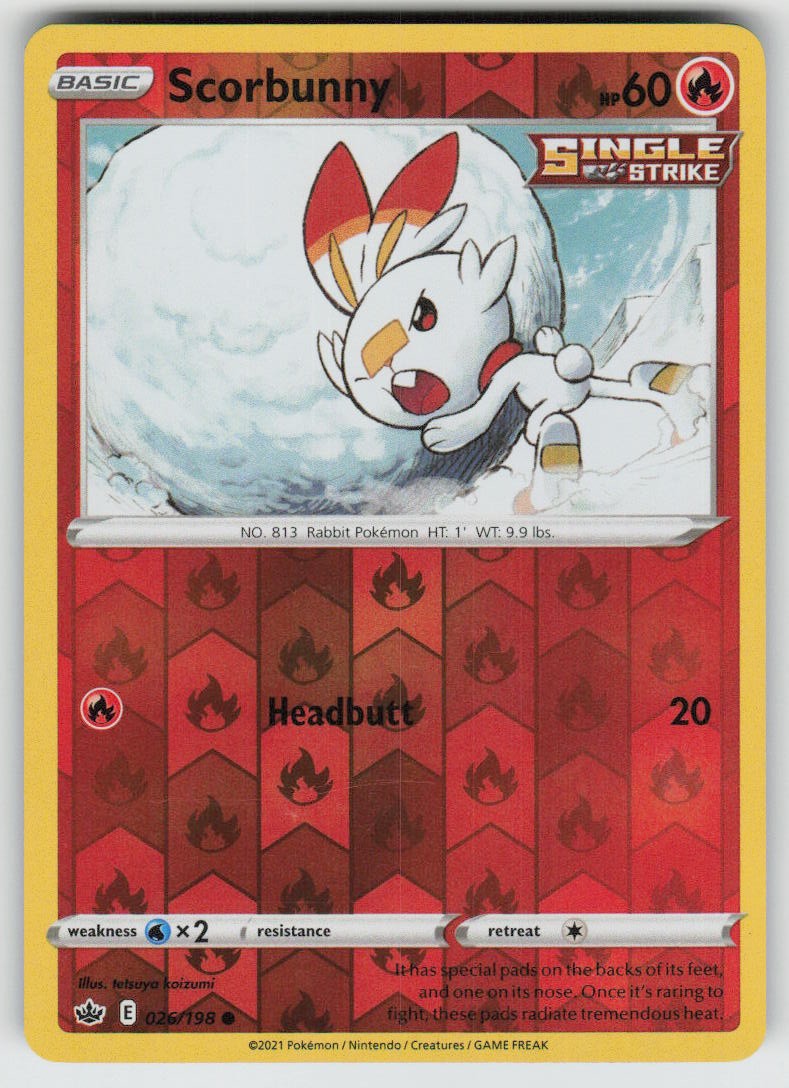 PO-04 Reverse Holo Scorbunny 026/198 Common SWSH06: Chilling Reign NM
