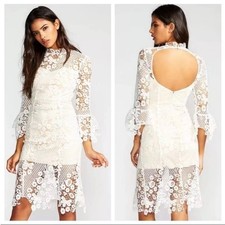 Free People Wedding Floral Crochet Romantic Lace La Spezia Midi Dress Size S
