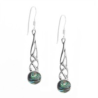 Silverly Sterling Silber Abalone Muschel Keltisch Knoten Baumeln Ohrringe