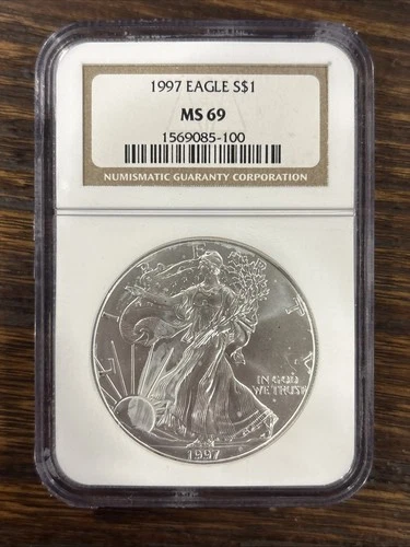 1997 American 999 Silver Eagle Coin - NGC MS69