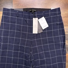 Banana Republic Logan Pants Womens 2 Blue Plaid Stretch Trouser New
