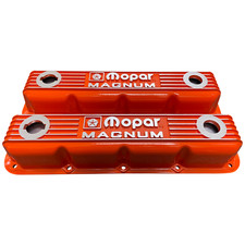 Nos Mopar Magnum Valve Cover Set 5.2l 5.9l V8 - Orange Classic Finned