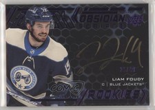 2020-21 SPx UD Black Obsidian Rookie Scripts Purple 25/49 Liam Foudy Auto yc8