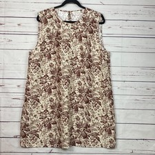 Doen Womens Linen Dress XXL Belina Toile Botanique 60's Style Shift Dress Mini