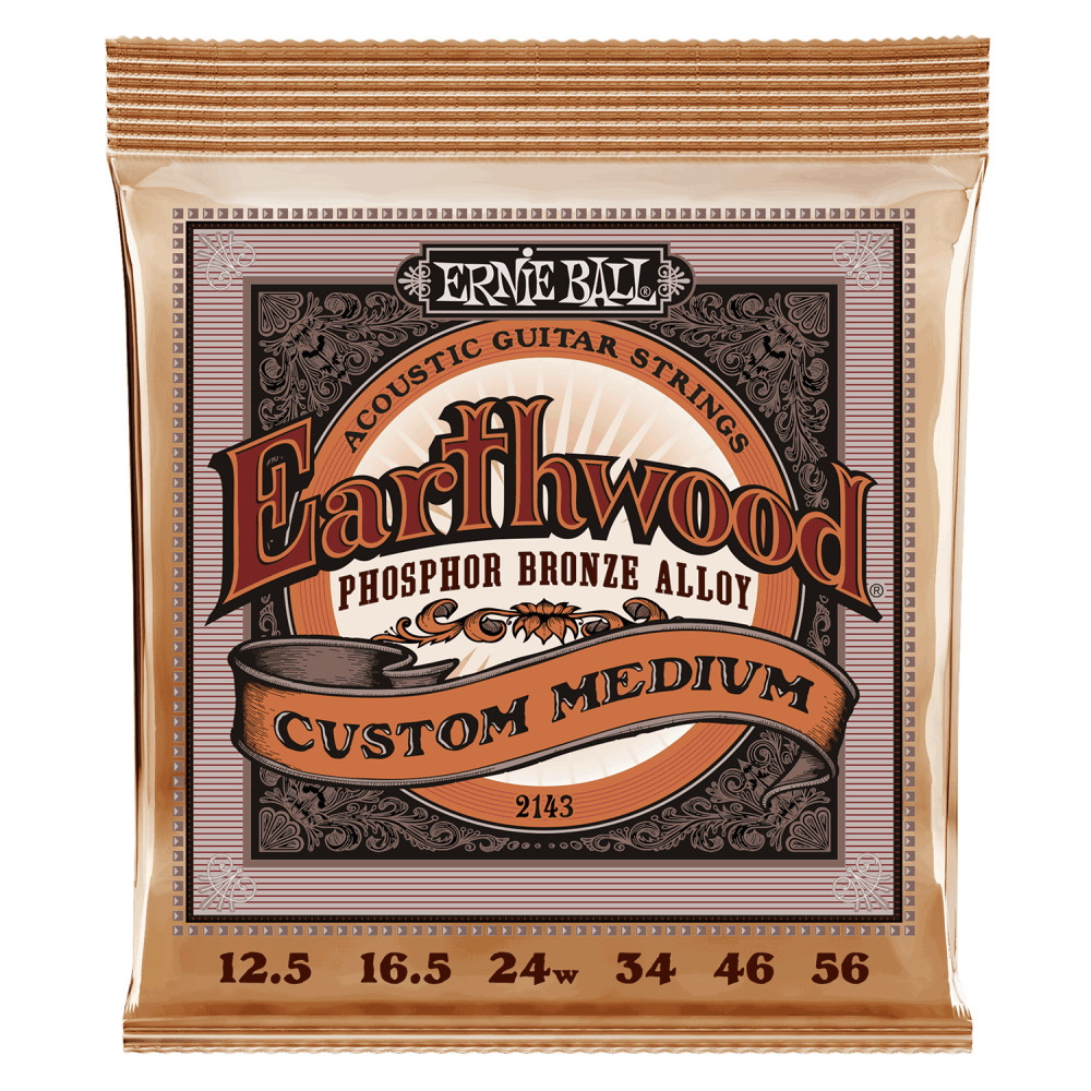 Ernie Ball Earthwood Phosphor Bronze 12.5-56 Acoustic Guitar Strings, Custom