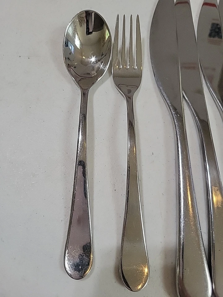 6 Pc Set Salad Fork, Spoon & Knife Gourmet Settings GS Mile High Stainless Steel - Image 2 of 4