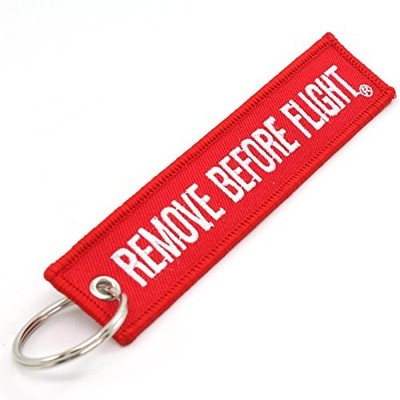 Rotary13B1 Remove Before Flight Key Chain - Red/White QTY 1 inch x 5 inch