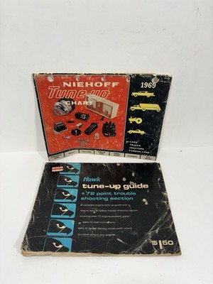 Lot Of 2 Tune Up Chart Guide - Cars Trucks Tractors Manual 1969 Niehoff & Hawk