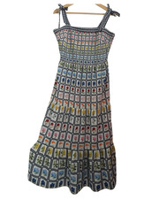Mary Katrantzou x Lipsy UK 12 Floral Tile Print Shirred Tie Strap Midi Dress