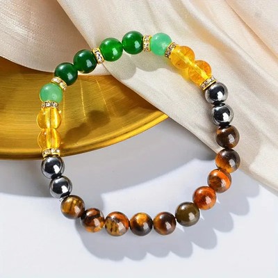 Healing Crystals Chakra Balancing Bracelet Tiger Eye Green Aventurine Citrine