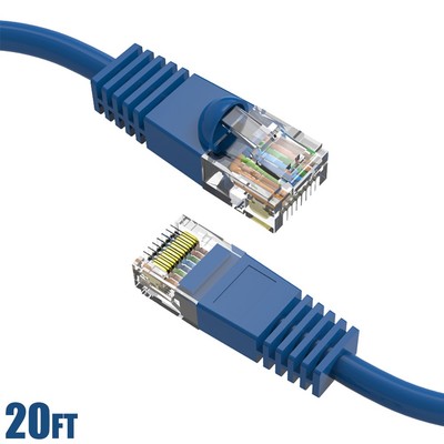20FT Cat5E RJ45 Network LAN Ethernet UTP Patch Cable Cord Snagless Boot Blue