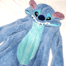 Disney STITCH One Piece Zip Faux Fur Pajama Costume Child Youth Size 9/10