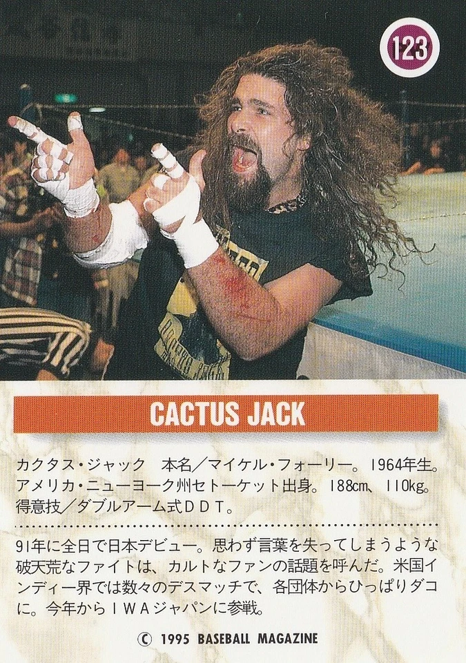 1995 BBM Pro Wrestling #123 Cactus Jack - Image 2 of 2
