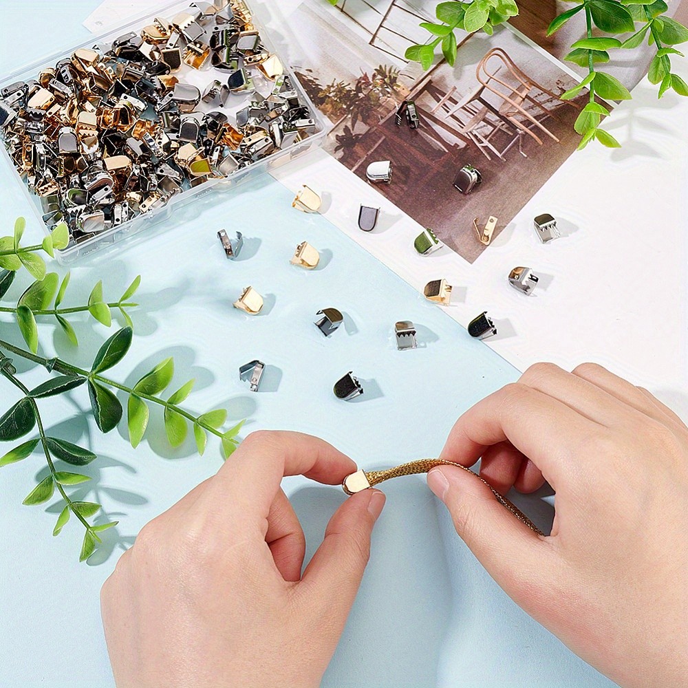 1box 180pcs Shoelace End Clip 3 color metal/Light / 202 Stainless Steel No Tie