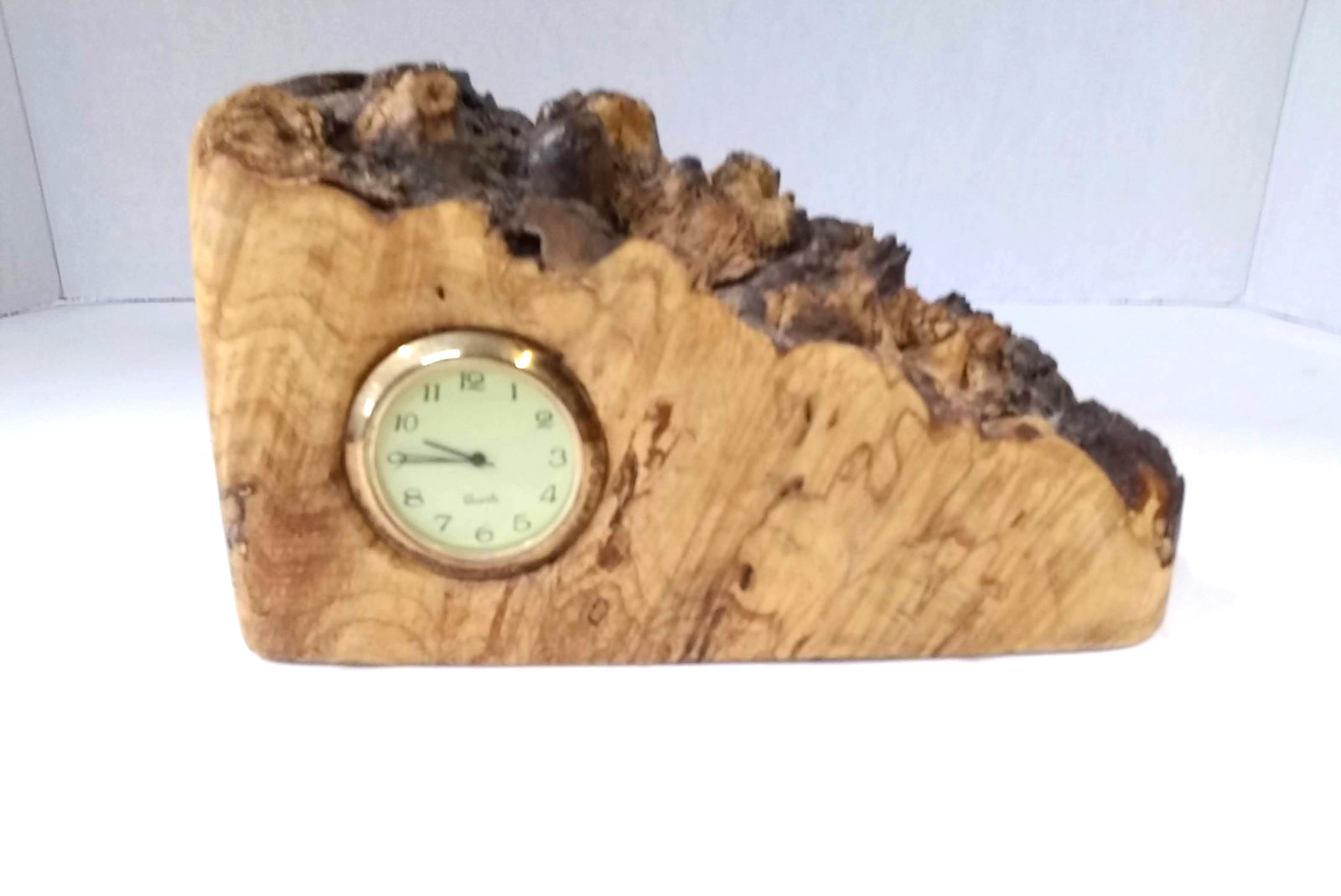 Handmade Wood Clock Splatted Maple With Quartz Movement Works