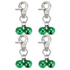 4Pcs Cat Bell, Small Pet Collar Bells for Backpack, Silver/Green