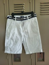 The Children's Place Boy's White Casual Chino Shorts Belted Flat Front Size 10