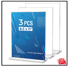3 Pack Acrylic Sign Holder 8.5 X 11 Inches, Clear Menu Stand, Vertical Flyer Dis
