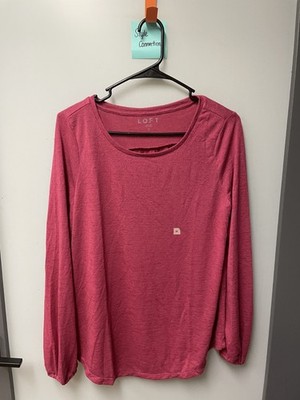 Ladies Loft Pink Long Sleeve Knit Top - Size M