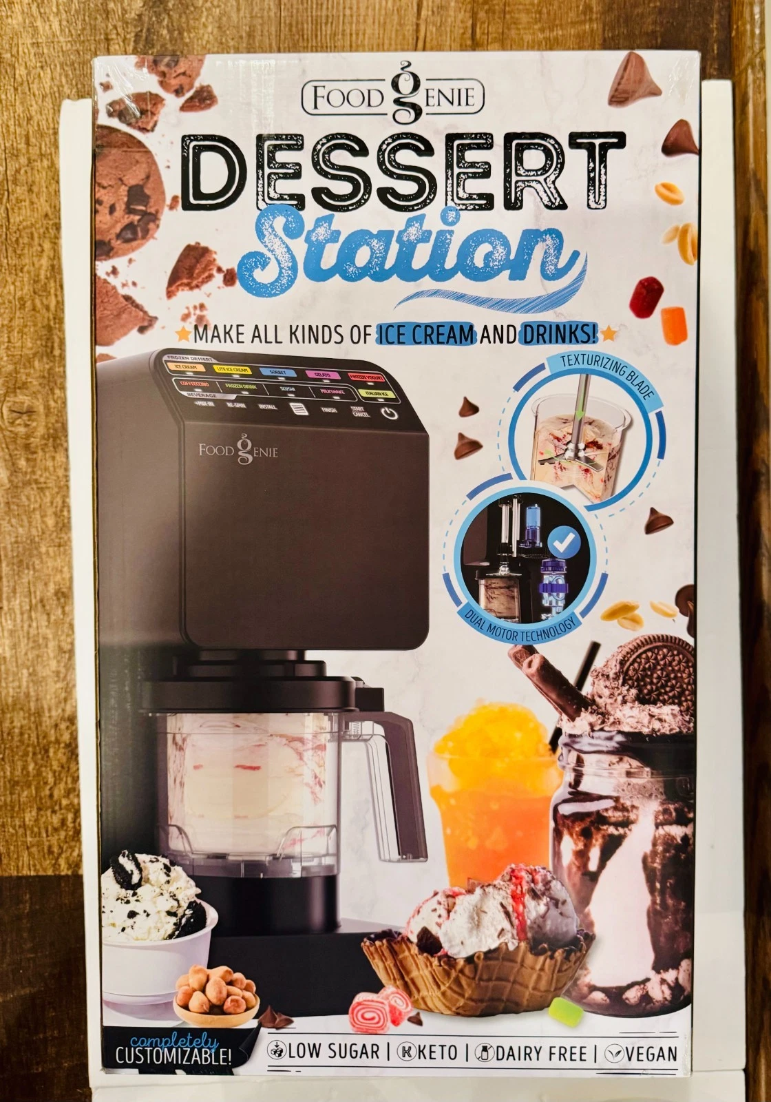 Food Genie 11-in-1 Dessert Station Ice-Cream & Drinks Maker Black - NEW