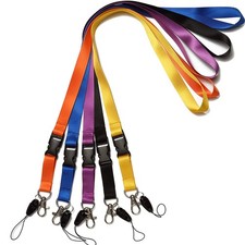YOUOWO 5 Pack Nylon Office Neck Lanyards Detachable Buckle 5 PACK, 5-colours