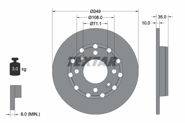 Disque de frein avant Textar 92325803 1643574180 compatible Citroen Berlingo