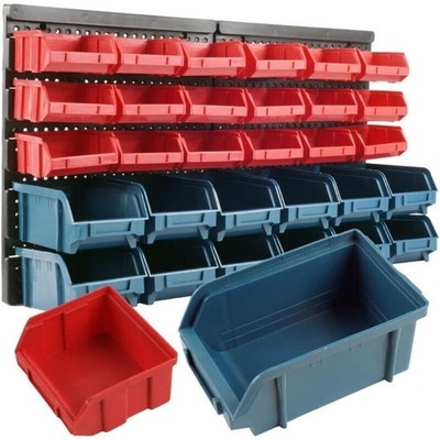 Wall-Mounted Garage Storage Bins 30 Compartments Tool Box Organizer Unit New