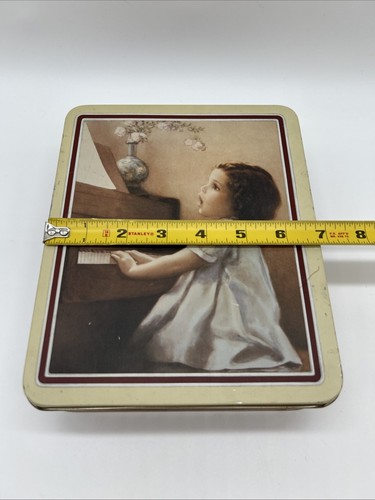 Vintage 1985 Bessie Pease Gutmann Harmony Girl Playing Piano Tin Box Hong Kong - Picture 7 of 12