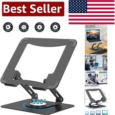 Adjustable Height Foldable Laptop Stand with Ventilation for Desk - Black
