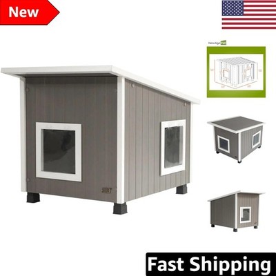 ECOFLEX Outdoor Cat House for Large Cats - Weather Resistant, Dual Flap Design
